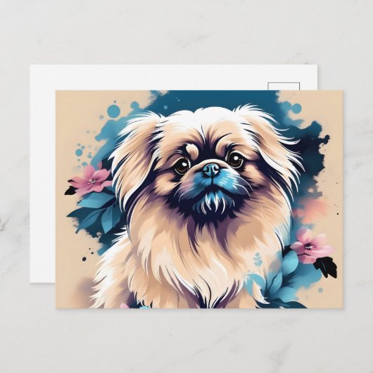 Niedlicher Pekingese Postkarte (Vorne/Hinten)