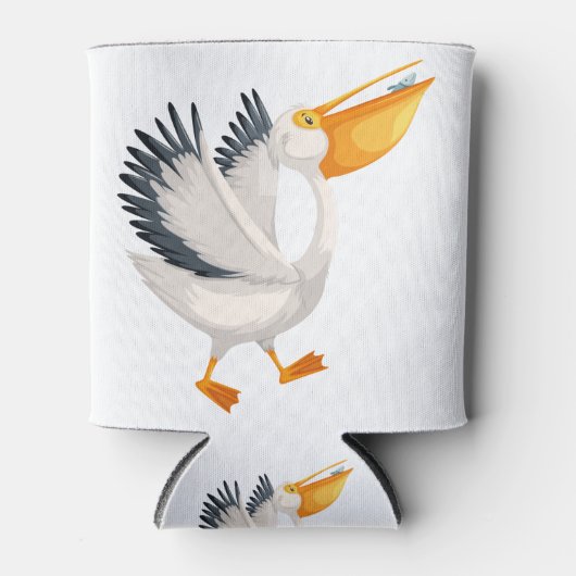 Niedlicher pelikanischer Cartoon Dosenkühler (Vorderseite)