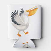 Niedlicher pelikanischer Cartoon Dosenkühler (Rückseite)