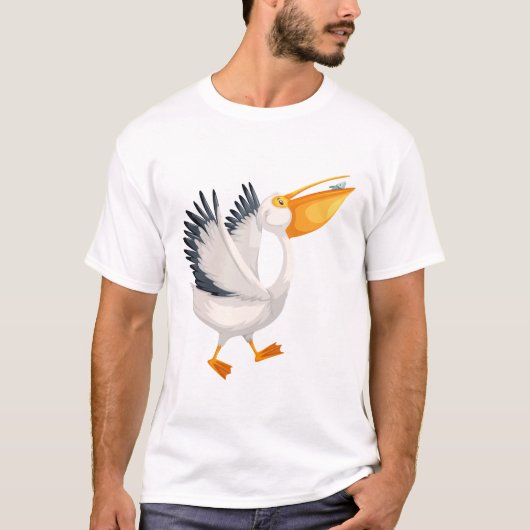 Niedlicher pelikanischer Cartoon T-Shirt (Vorderseite)