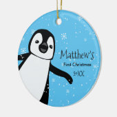 Niedlicher Penguin.Baby's First Christmas Individu Keramik Ornament (Links)
