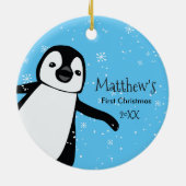 Niedlicher Penguin.Baby's First Christmas Individu Keramik Ornament (Hinten)
