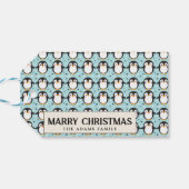 Niedlicher Penguin Blue Frohe Weihnachten Individu Geschenkanhänger (Rückseite Horizontal)