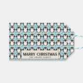 Niedlicher Penguin Blue Frohe Weihnachten Individu Geschenkanhänger (Vorderseite (Horizontal))