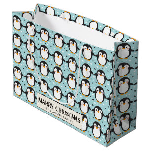 Niedlicher Penguin Blue Frohe Weihnachten Individu Große Geschenktüte