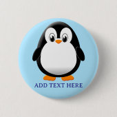 Niedlicher Penguin Cartoon Custom Blue Button (Vorderseite)