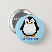 Niedlicher Penguin Cartoon Custom Blue Button (Vorne & Hinten)