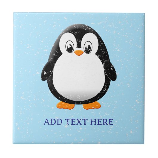 Niedlicher Penguin Cartoon Custom Blue Fliese (Vorderseite)
