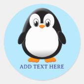 Niedlicher Penguin Cartoon Custom Blue Runder Aufkleber (Vorderseite)