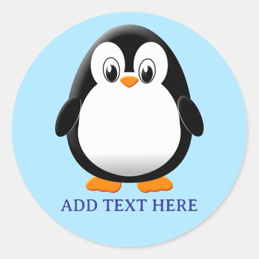 Niedlicher Penguin Cartoon Custom Blue Runder Aufkleber (Vorderseite)