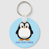 Niedlicher Penguin Cartoon Custom Blue Schlüsselanhänger (Vorderseite)