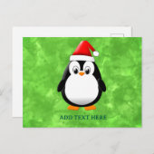 Niedlicher Penguin Cartoon Custom Christmas Green Postkarte (Vorne/Hinten)