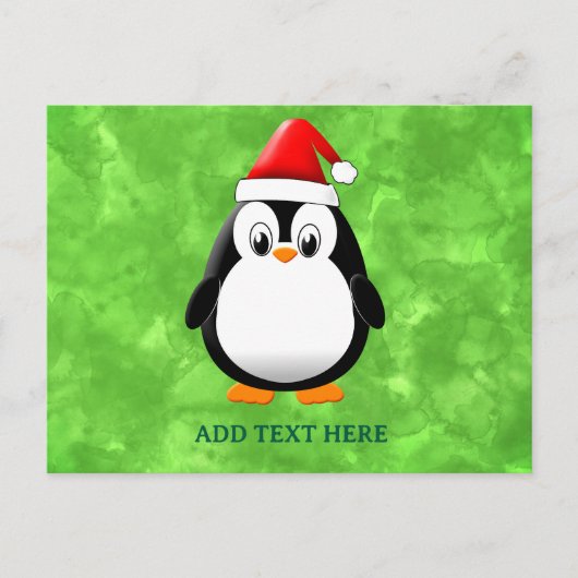 Niedlicher Penguin Cartoon Custom Christmas Green Postkarte (Vorderseite)