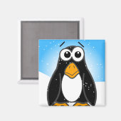 Niedlicher Penguin Cartoon Illustriert Blue Magnet (Vorderseite/Rückseite)