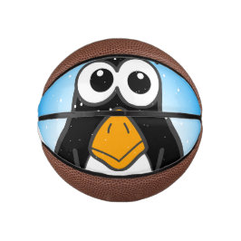 Niedlicher Penguin Cartoon Illustriert Blue Mini Basketball