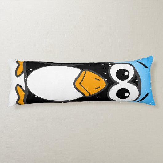 Niedlicher Penguin Cartoon Illustriert Blue Seitenschläferkissen (Rückseite)