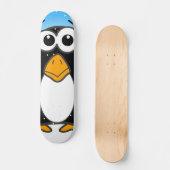 Niedlicher Penguin Cartoon Illustriert Blue Skateboard (Vorderseite)