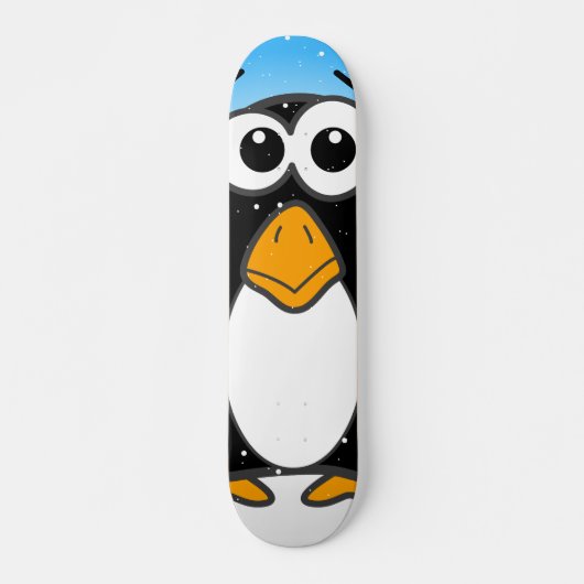 Niedlicher Penguin Cartoon Illustriert Blue Skateboard (Vorne)