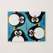 Niedlicher Penguin-Cartoon mit Bereich für Namen Puzzle (Horizontal)