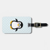 Niedlicher Penguin-Entwurfs-blauer Gepäckanhänger (Vorderseite horizontal)