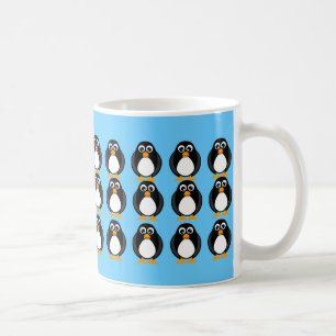 Niedlicher Penguin-Eulen-Cartoon-blaue und weiße Kaffeetasse