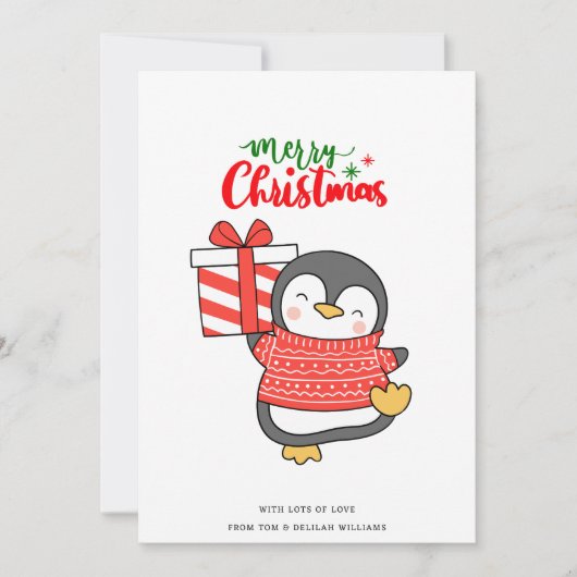 Niedlicher Penguin Frohe Weihnachten (Vorderseite)