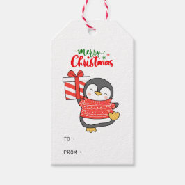 Niedlicher Penguin Frohe Weihnachten Geschenkanhänger