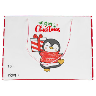 Niedlicher Penguin Frohe Weihnachten Große Geschenktüte