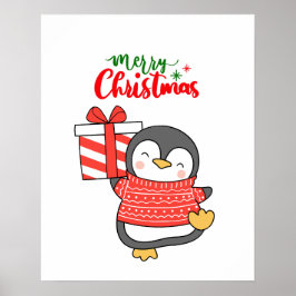Niedlicher Penguin Frohe Weihnachten Poster