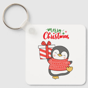 Niedlicher Penguin Frohe Weihnachten Schlüsselanhänger