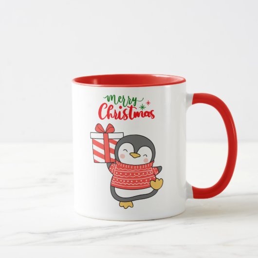 Niedlicher Penguin Frohe Weihnachten Tasse (Rechts)