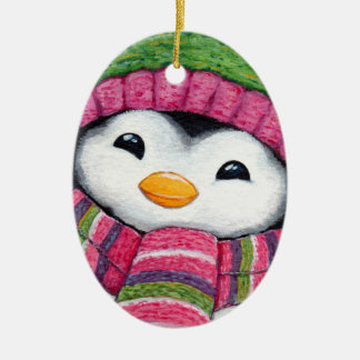 Niedlicher Penguin gekleidet für Schnee Keramik Ornament