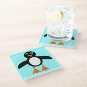 Niedlicher Penguin Glass Untersetzer (Schrägansicht)