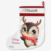 Niedlicher Penguin Grosser Weihnachtsmann Strumpf Großer Weihnachtsstrumpf (Rückseite)