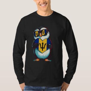 Niedlicher Penguin Heart Trident Barbados Flag Baj T-Shirt