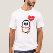 Niedlicher Penguin Holds Heart Shape Balloon T - S T-Shirt (Vorderseite)