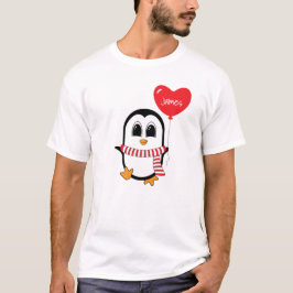 Niedlicher Penguin Holds Heart Shape Balloon T - S T-Shirt