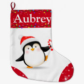 Niedlicher Penguin Kinder Weihnachten Strumpf Großer Weihnachtsstrumpf (Vorderseite)