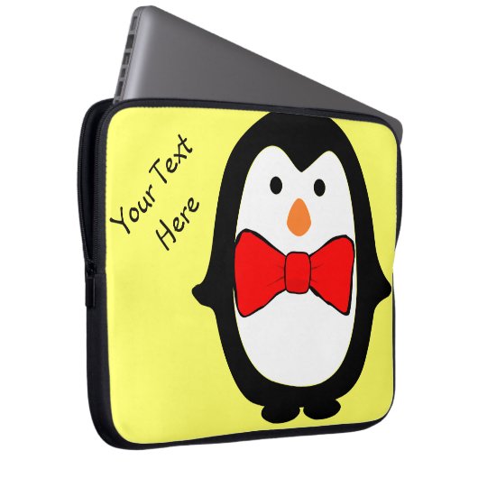 Niedlicher Penguin mit rotem Bow Krawatte Gelbe El Laptopschutzhülle (Vorne Rechts)