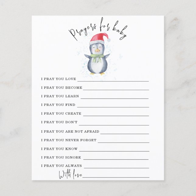 Niedlicher Penguin - Party | Gebete für Baby (Vorderseite)