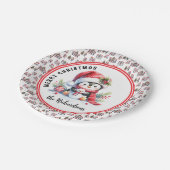 Niedlicher Penguin Personalisiert Frohe Weihnachte Pappteller (Schrägansicht)