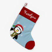 Niedlicher Penguin-personalisierter Kleiner Weihnachtsstrumpf (Vorderansicht (hängend))