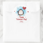 Niedlicher Penguin Personalisierter Valentinstag Runder Aufkleber (Tasche)