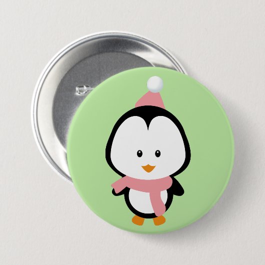 Niedlicher Penguin Round Button (Vorne & Hinten)