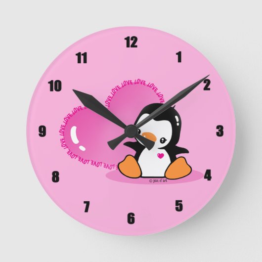Niedlicher Penguin Runde Wanduhr (Vorderseite)