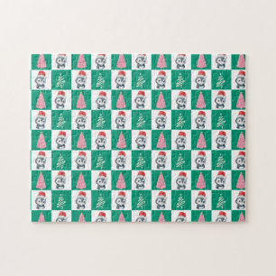 Niedlicher Penguin Santa Merry Weihnachtsbaum Part Puzzle
