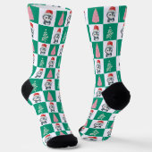 Niedlicher Penguin Santa Merry Weihnachtsbaum Part Socken (Gewinkelt)