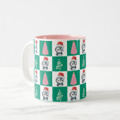 Niedlicher Penguin Santa Merry Weihnachtsbaum Part Zweifarbige Tasse (Vorderseite Links)