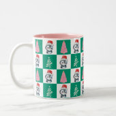 Niedlicher Penguin Santa Merry Weihnachtsbaum Part Zweifarbige Tasse (Links)