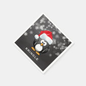 Niedlicher Penguin Santa Snowflakes Chalkboard Wei Serviette (Ecke)